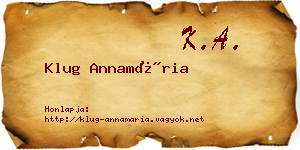 Klug Annamária névjegykártya